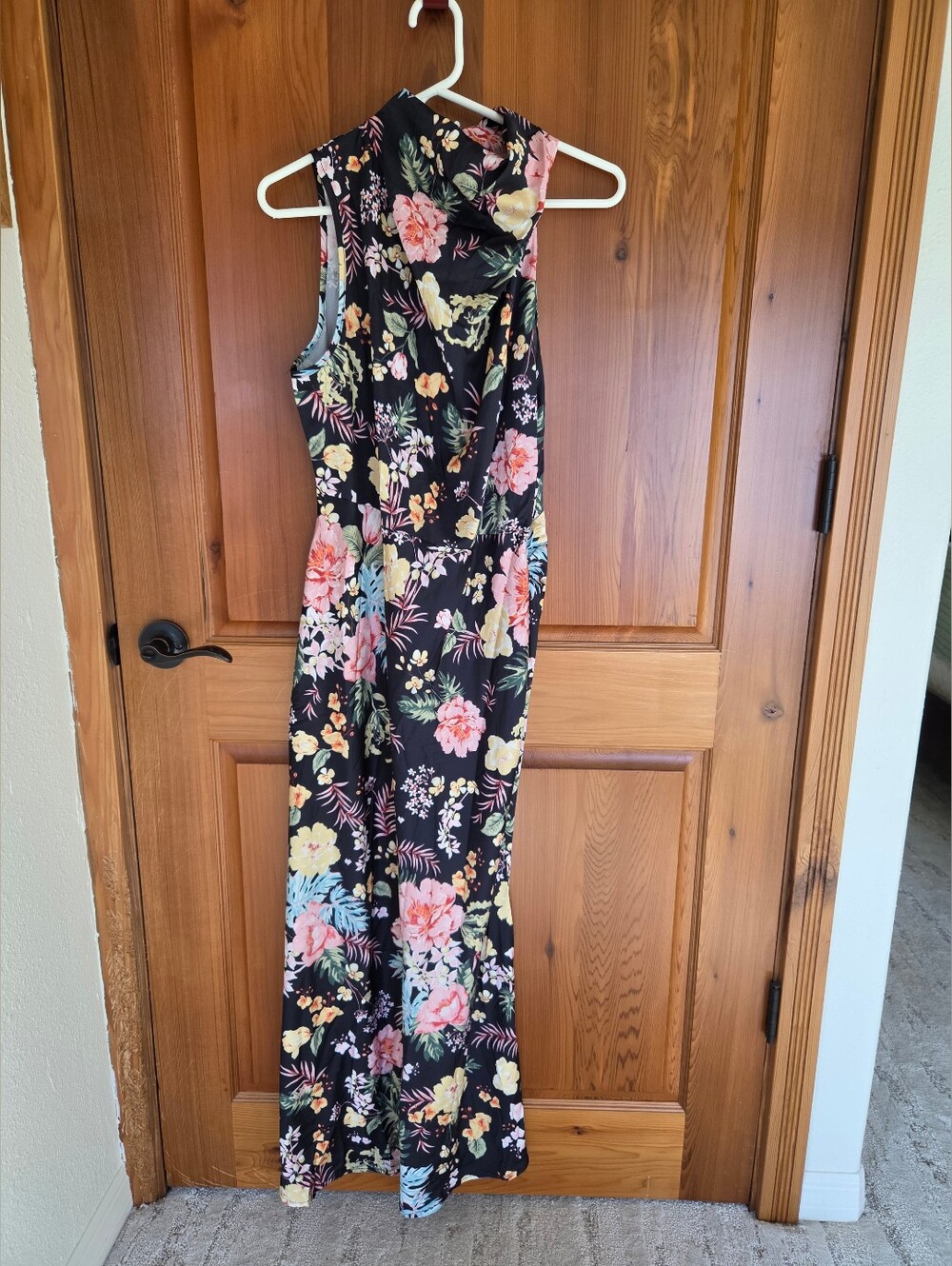 🌻NWT, Cupshe, Black Floral Sleeveless Maxi Dress, Sz L